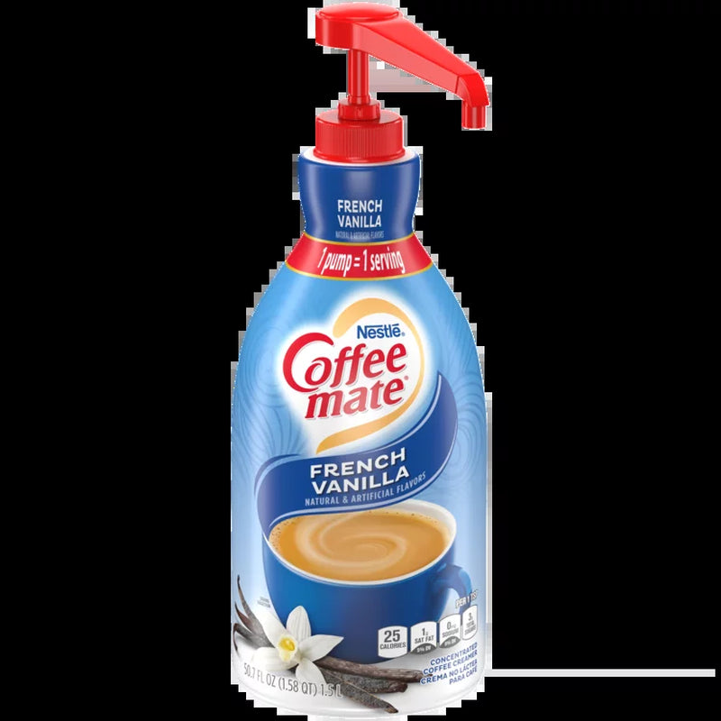 (2 Pack)  French Vanilla Liquid Coffee Creamer, Bulk Coffee Creamer Pump Bottles, 50.7 Oz