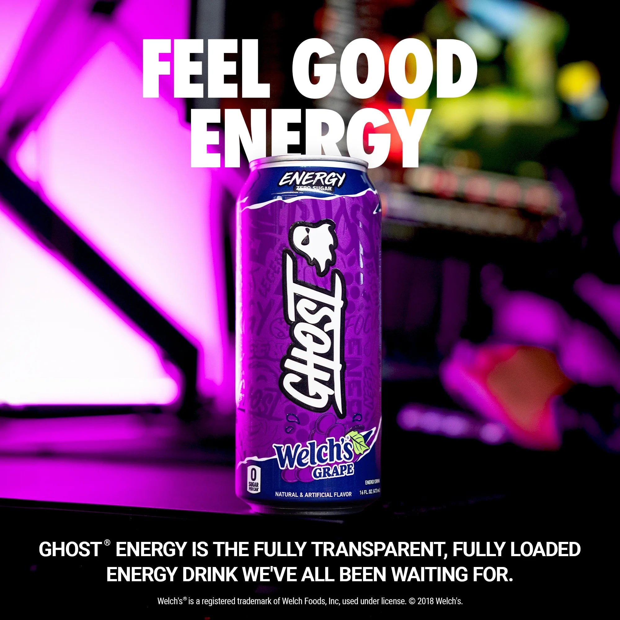 Zero Sugar Energy Drink, Welch'S Grape, 16 Oz Can, 12 Pk