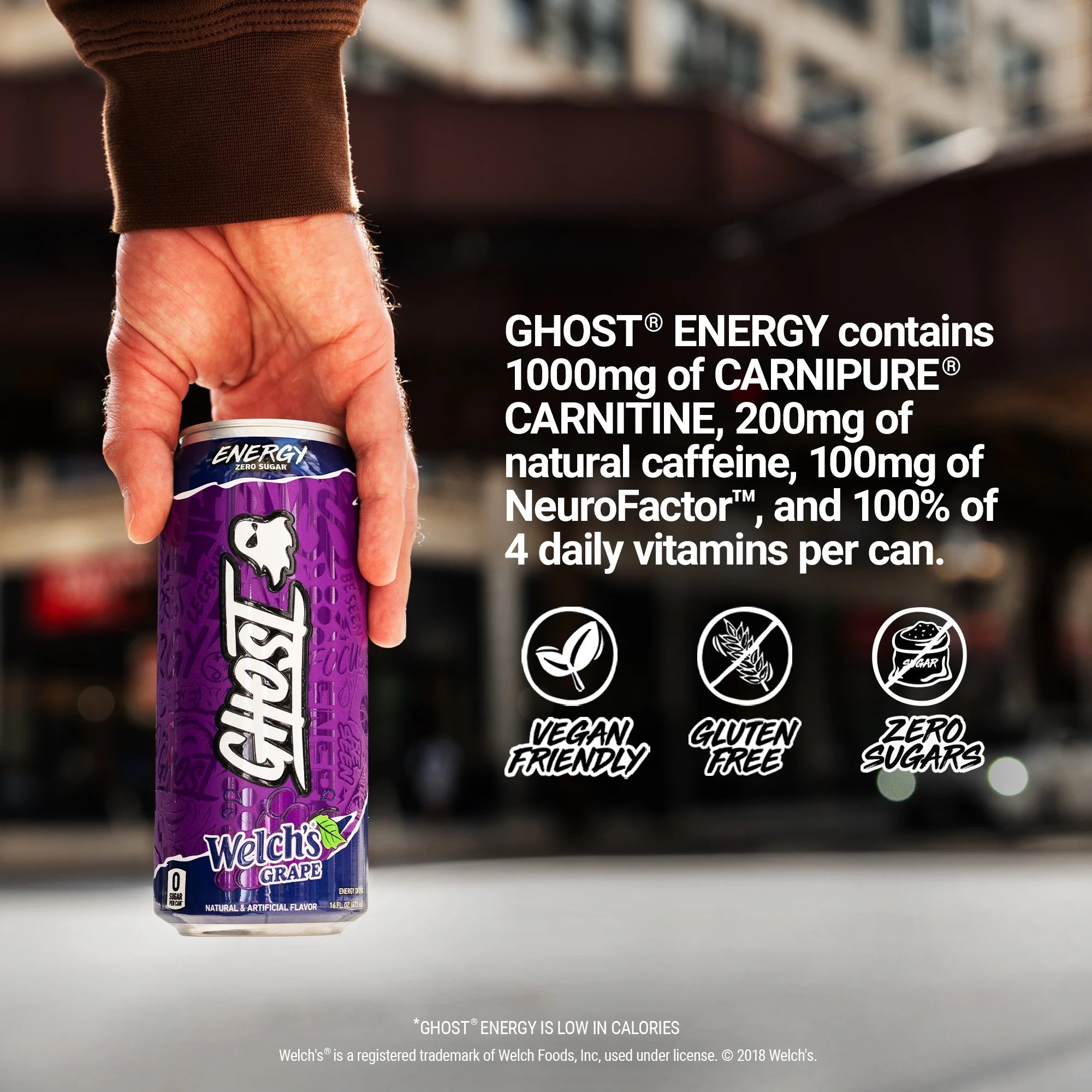 Zero Sugar Energy Drink, Welch'S Grape, 16 Oz Can, 12 Pk