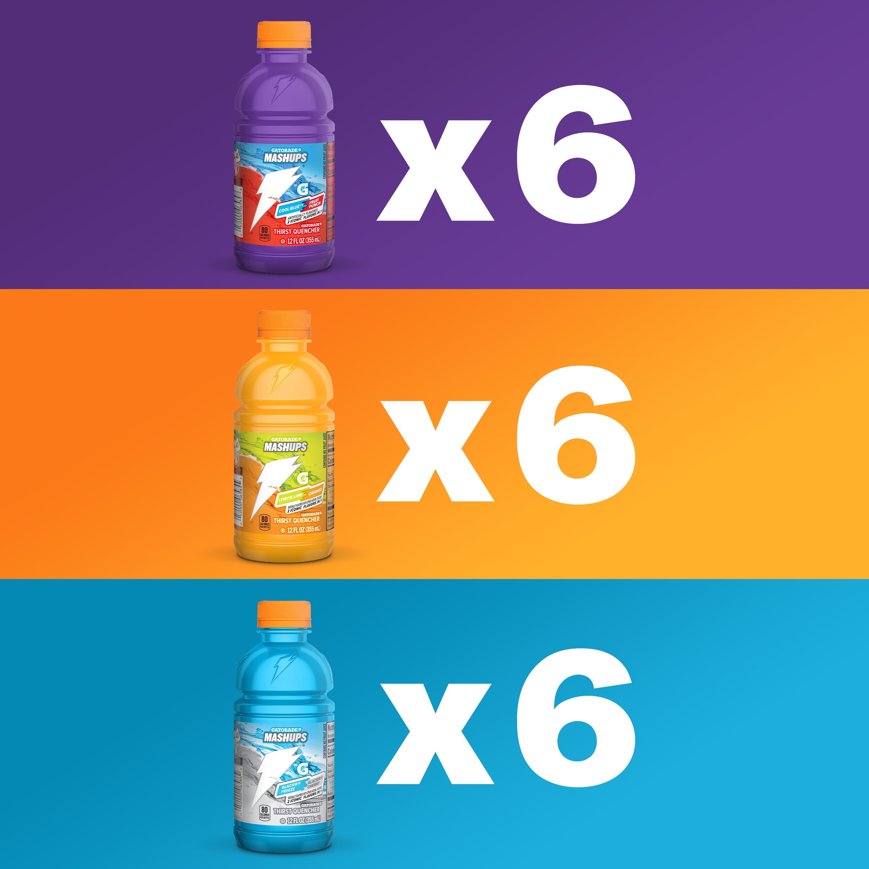 Thirst Quencher Mashup Variety Pack Sports Drink, 12 Fl Oz, 18 Count Bottles