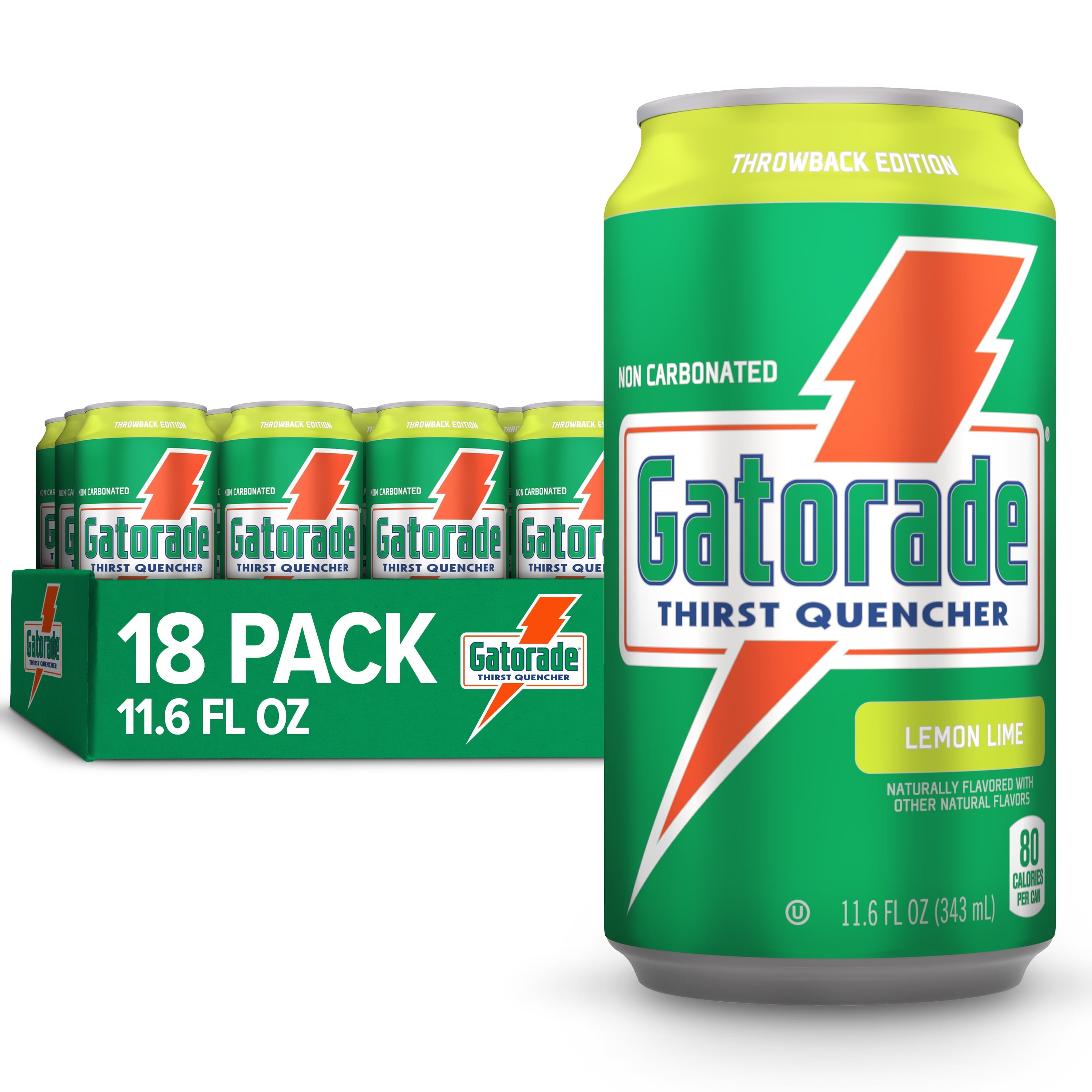 Thirst Quencher Sports Drink Cans, Lemon Lime, Electrolytes, 11.6 Fl Oz Cans (18 Pack)